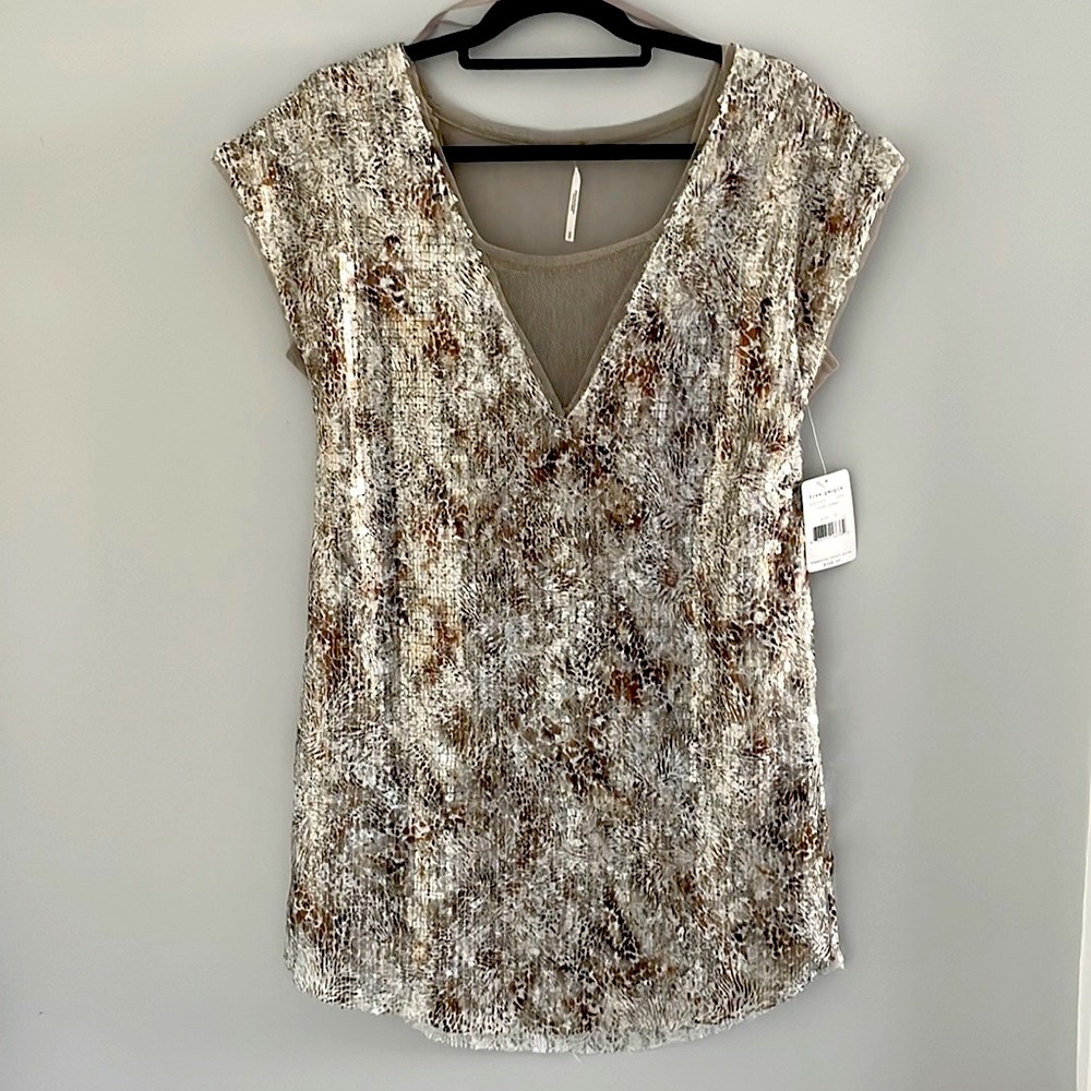 Free People midnight dreamer sequin dress ivory size small , never worn w/tags